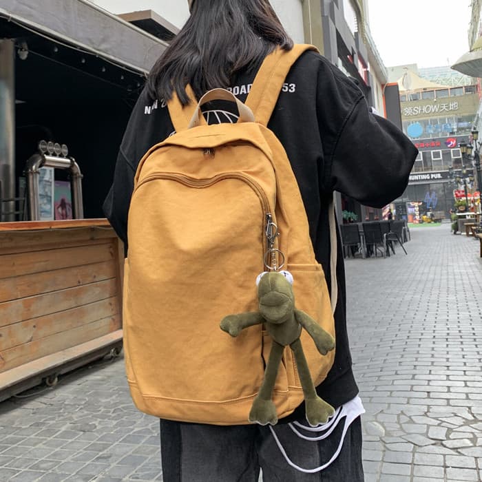 Bolsa escolar de lona de grande capacidade feminina versão coreana estudantes universitários do ensino médio mochila de