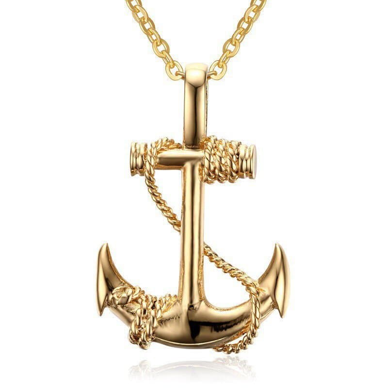 Colar popular com pingente de âncora em aço de titânio, joia vintage personalizada e moderna para homens, presente para