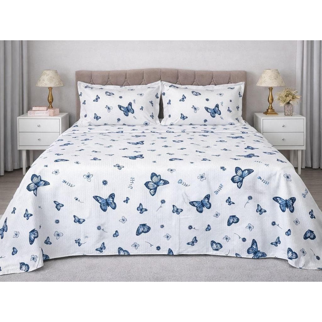 Kit Cobre Leito Casal King 03 Peças Borboleta e varias estampas Piquet Estampado Moderno e pratico para dia a dia