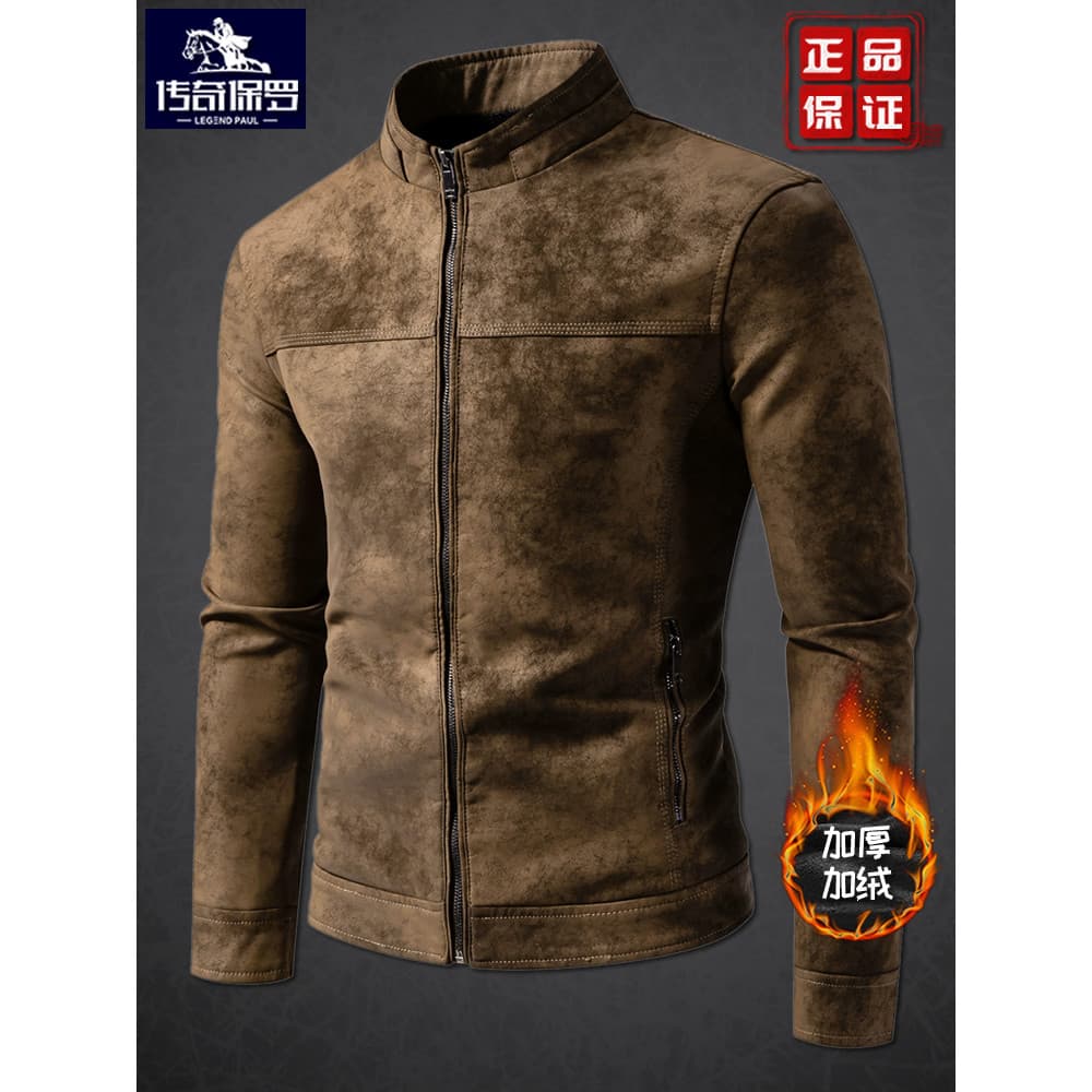 Jaqueta de couro de alta qualidade masculina na moda outono inverno forro de lã jaqueta Slim-fit roupas de motocicleta s
