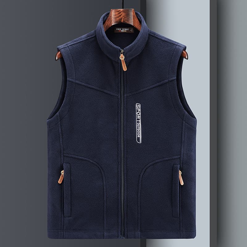 Colete de lã masculino outono inverno forro de lã engrossado colete de lã solto tamanho grande colete quente gola alta j