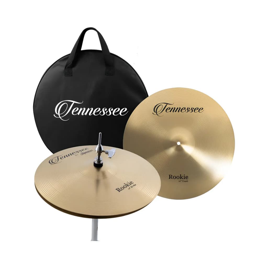KIT DE PRATO DE BATERIA ROOKIE 14" 18" POLEGADAS C/BAG TENNESSEE BY LIVERPOOL