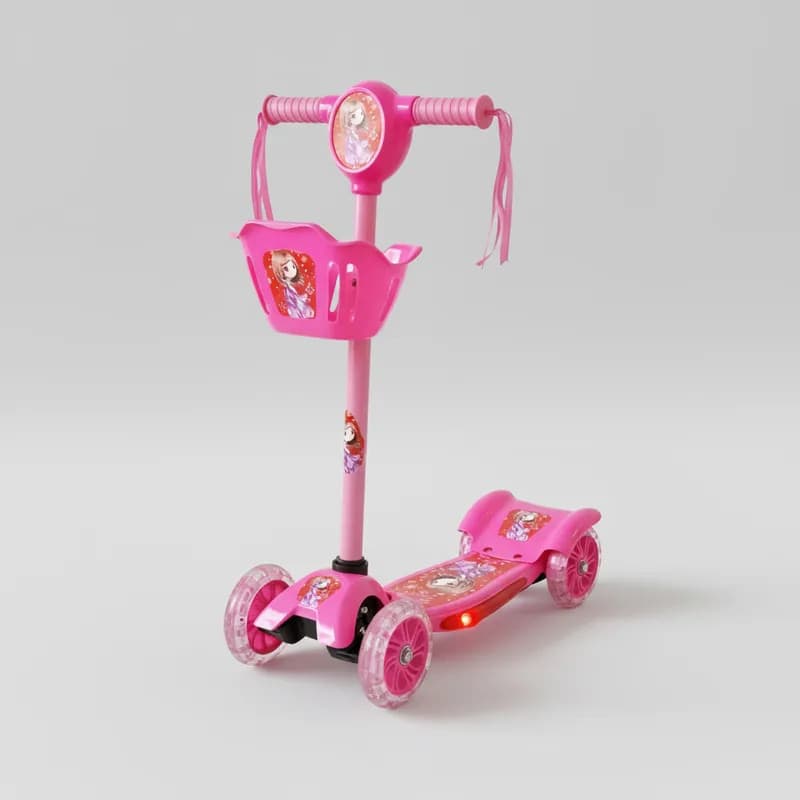 Patinete Infantil 3 Rodas Luz Som Dobrável Seguro Criança Altura Ajustável Diversão Passeio