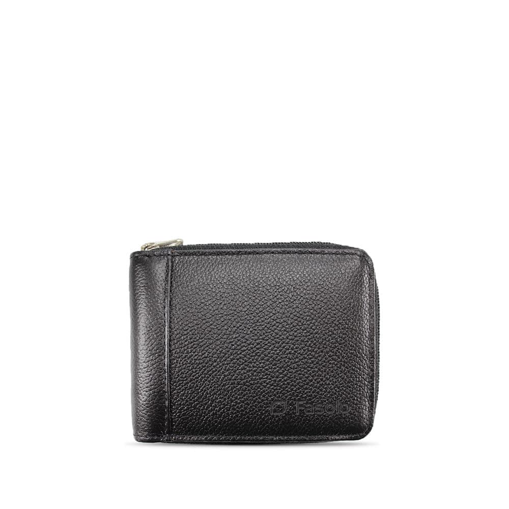 Carteira Masculina Fasolo em Couro com Zíper H014 Preto