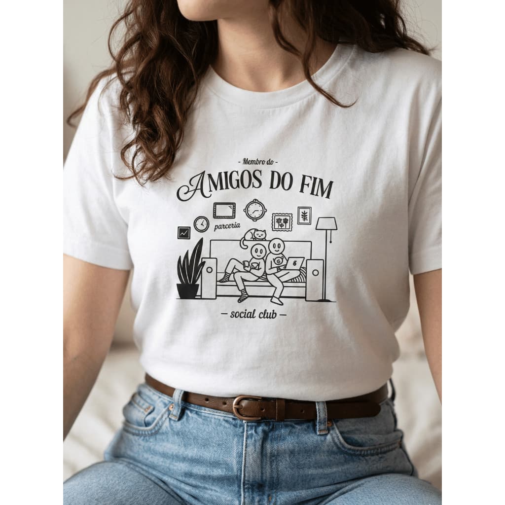 Camiseta Feminina Unissex Amigos Do Fim Club Geração Z Millennial Divertida Meme 100% Algodão Moda