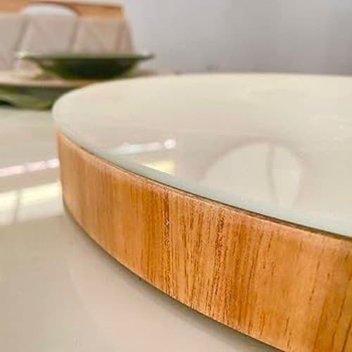 Prato Giratório 60cm para Mesa em Madeira e Vidro 360° – Prático, Elegante e Funcional