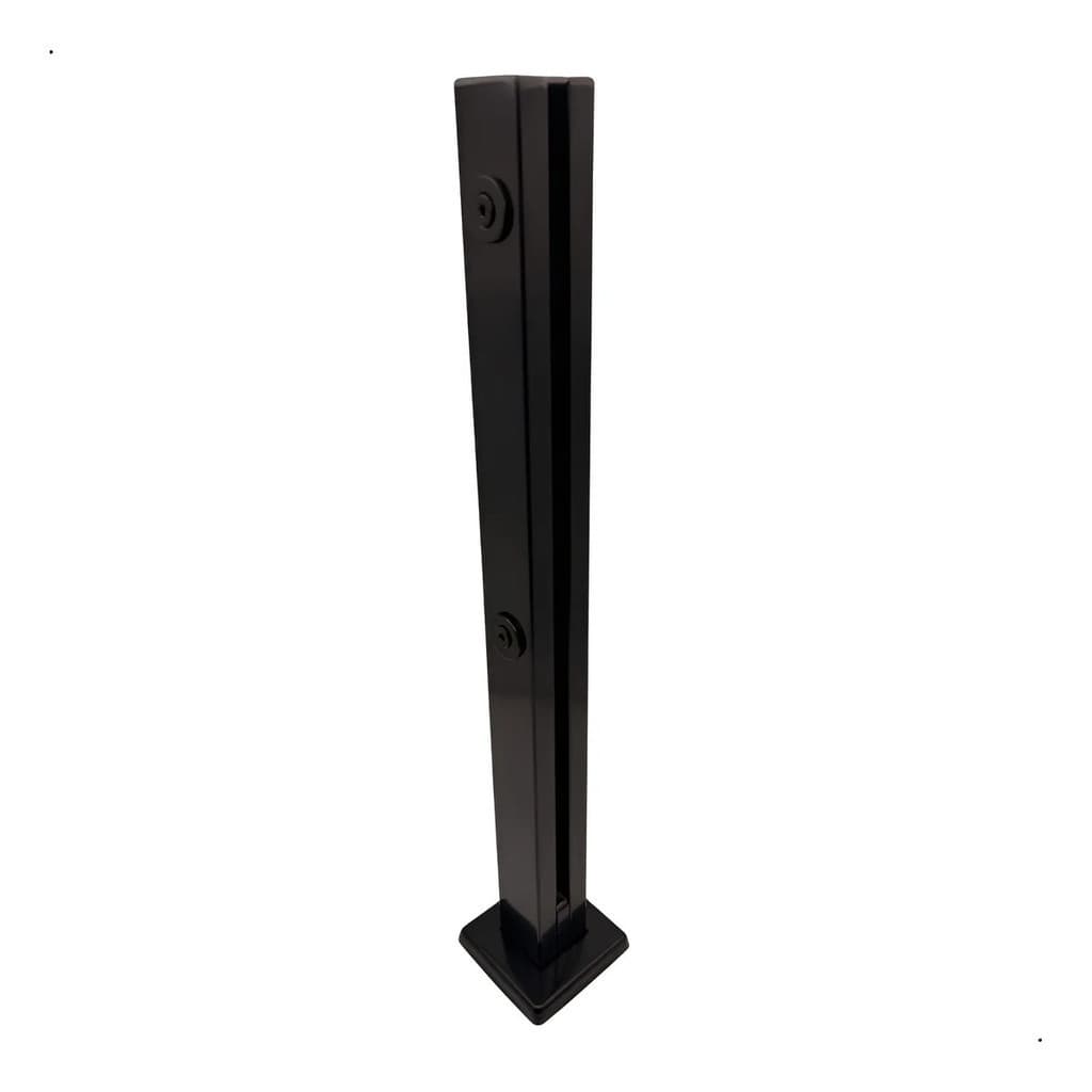 Coluna Torre Inox 304 60cm Preto Guarda Corpo Vidro 2 Furos