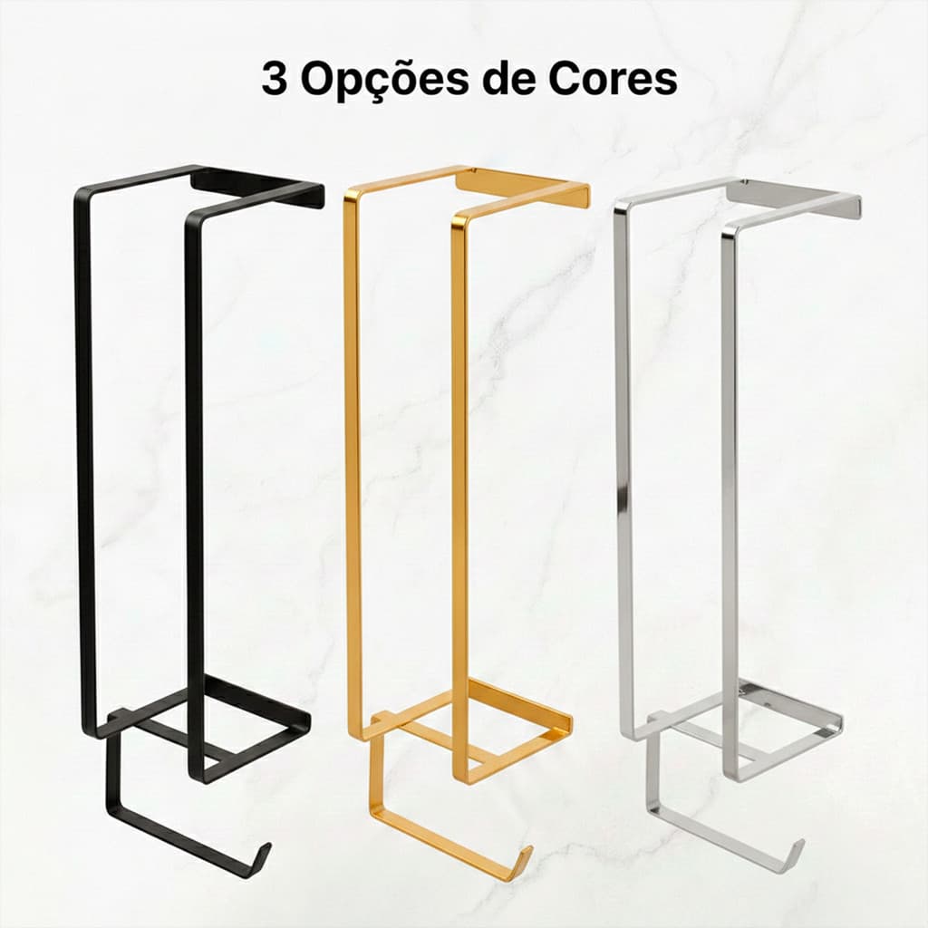 Suporte Porta Papel Higiênico Parede Preto Texturizado Decoração Banheiro 4 Rolos