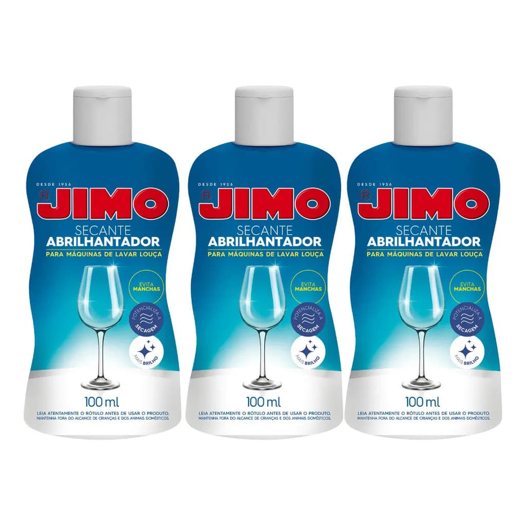 Kit 3 Unidades Secante Abrilhantador Lava Louças 100ml Brilho