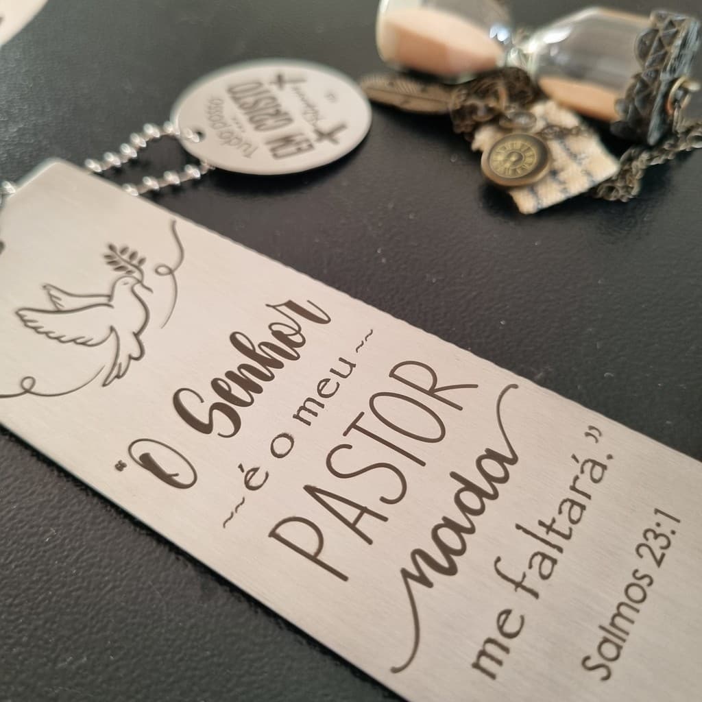 kit 2 Marca Página Cristão Salmo 23:1 - O Senhor é Meu Pastor Lembrança Mimo Bíblico Leve a Fé