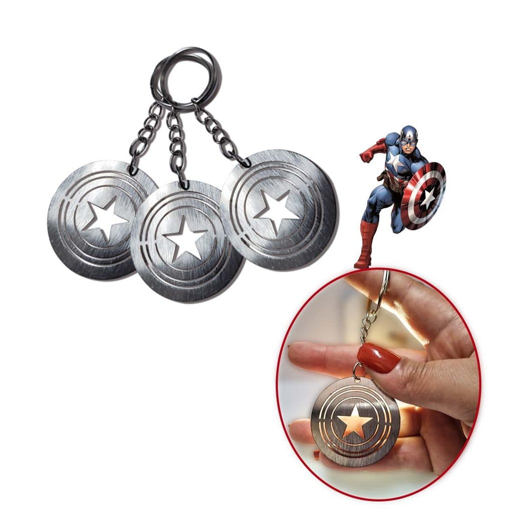 Chaveiro Super Herói Capitão América Inox 10 Unidades