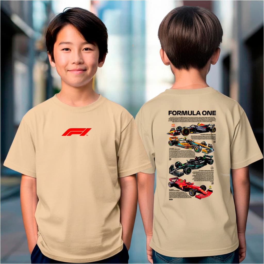 Camiseta Infantil Carro Formula 1 Scuderia Pilotos