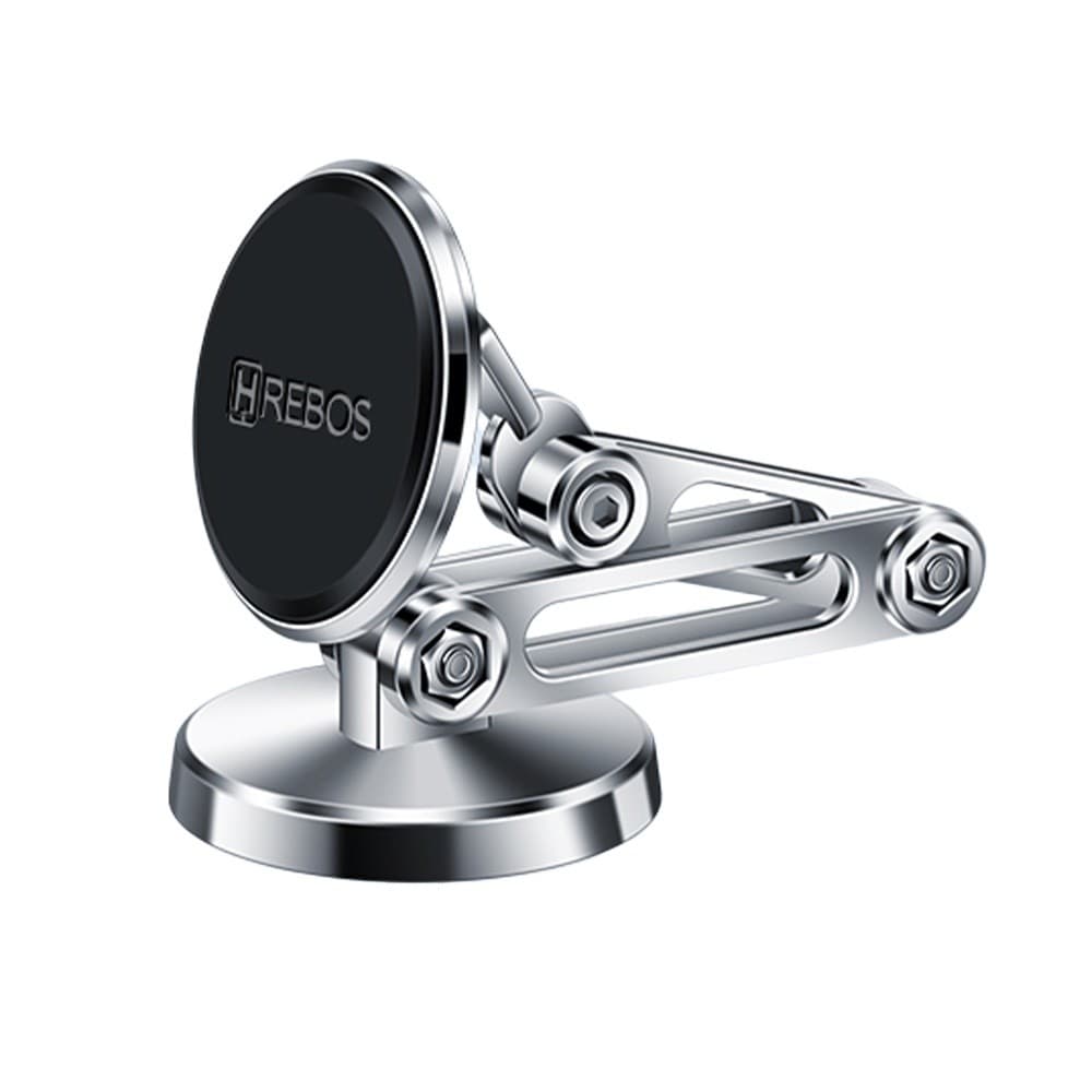 HREBOS Prata Premium | Suporte Veicular Articulate Alumínio / Magnético