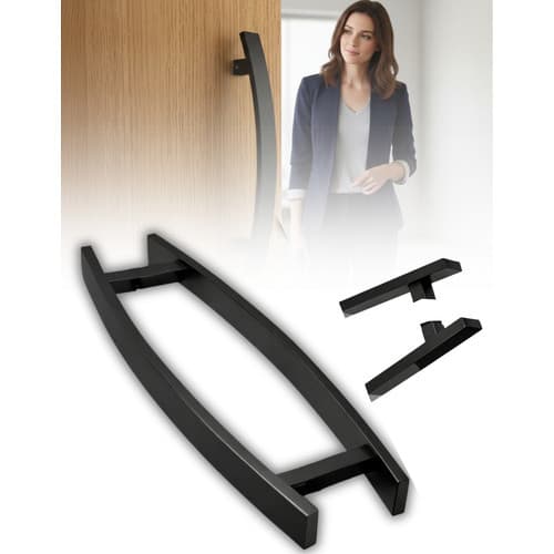 Puxador 80cm Barra Chata Curvo Preto Porta Social Inox Aço Preto