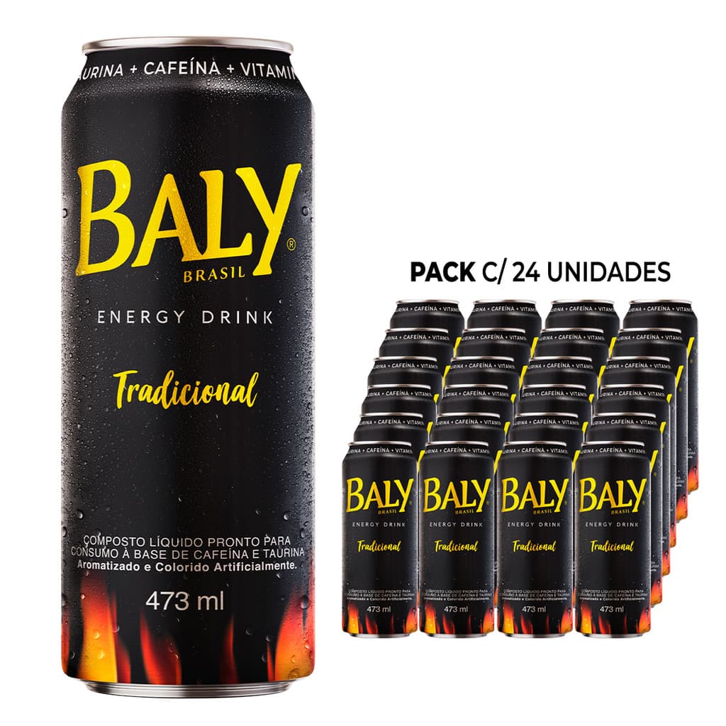 Pack Com 24 Unidades Energético Baly Energy Drink 473ml