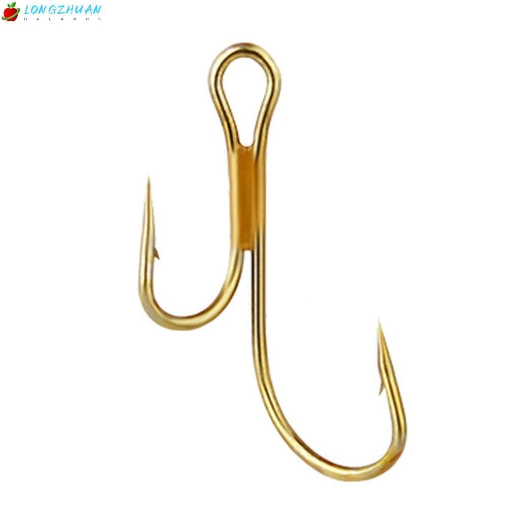 LONNGZHUAN 20 Peças De Anzol De Âncora , Gancho De Pesca Duplo Dourado De Aço De Alto Carbono Farpado Antiderrapante