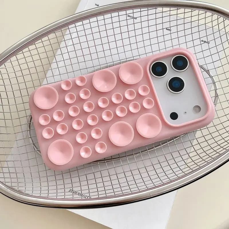 Luxo Ventosa Caso De Telefone Para IPhone 17 16 15 14 13 Promax Colorido Silicone Anti Gota Grande Buraco Capa