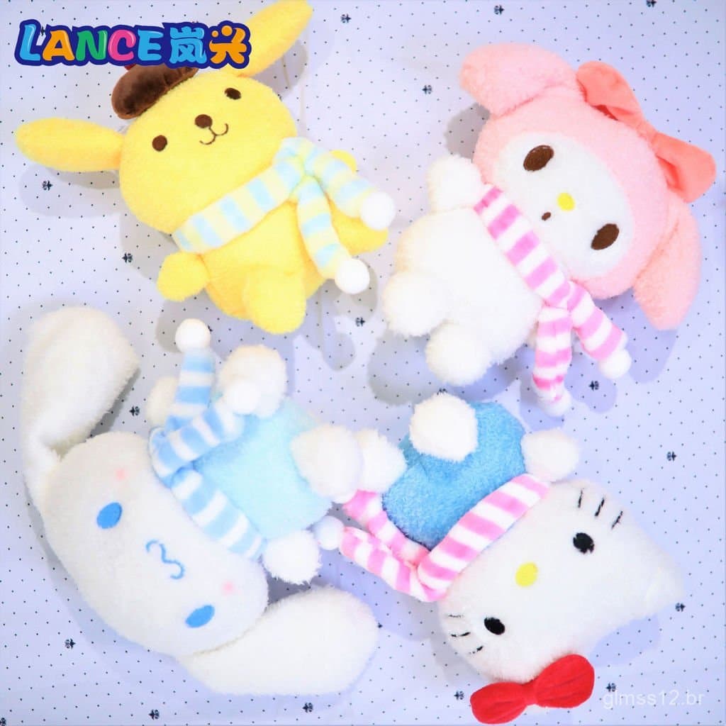 Lenços de 20 cm para venda por atacado para quatro tipos de brinquedos de pelúcia Sanrio de 8 polegadas, novos bonecos d