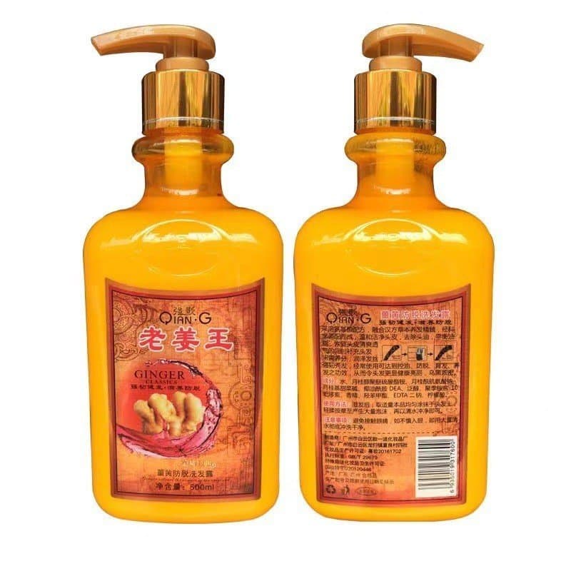 Shampoo Qiangge Genuine Ginger King para Homens e Mulheres, Suco de Gengibre para a Saúde do Cabelo, Anti-Coceira, Refre