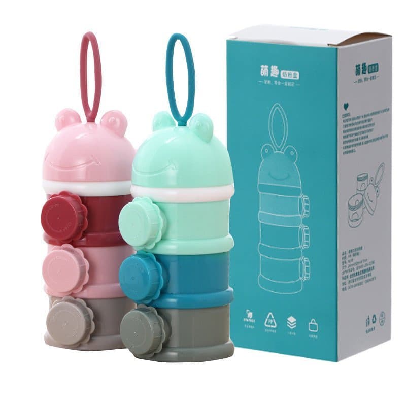 Recipiente portátil para leite em pó para bebês, para viagens, com grande capacidade, alça de abertura lateral e compart