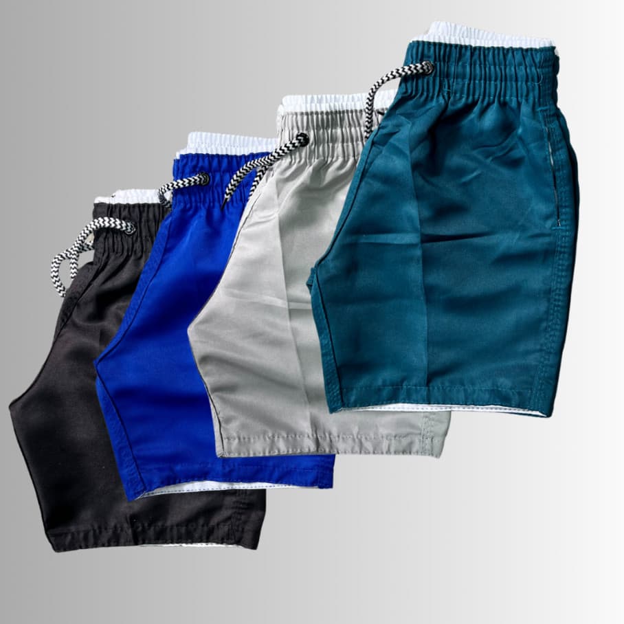Kit 4 Bermudas Tactel Infantil/Juvenil – Praia, Esporte e Escola (8 a 10 Anos)