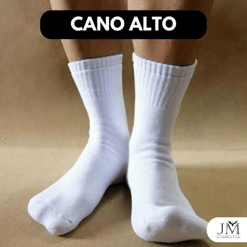 Meia Cano Longa Branca Confortável Anti-odor kit com 6,12 pares Unissex