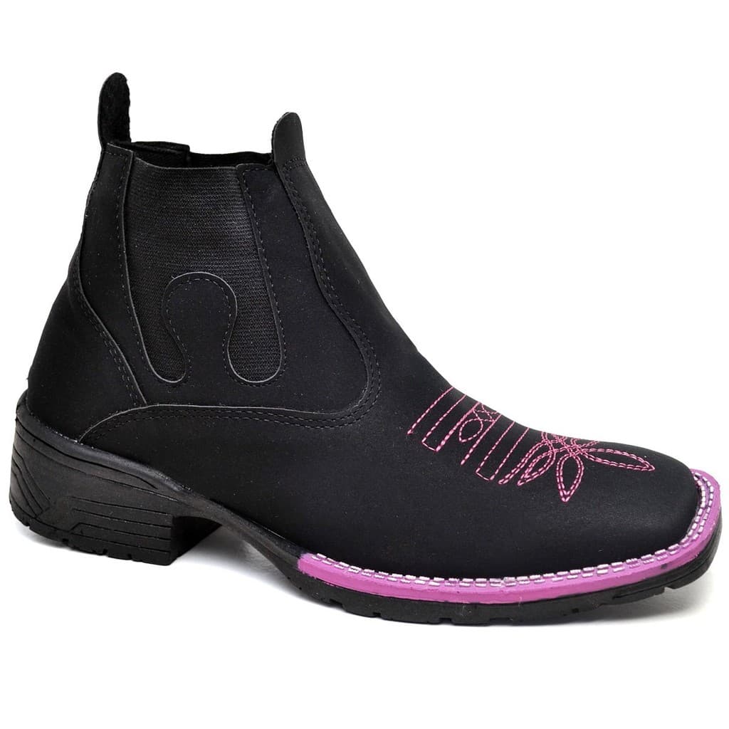 Botina Feminina Rodeio Texana Couro Sintético Cano Curto Conforto Máximo Estilo Exclusivo
