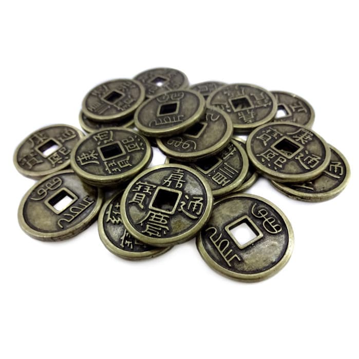 Moedas Feng Shui I Ching Kit com 20 Moedas Chinesas Prosperidade Sorte Proteção