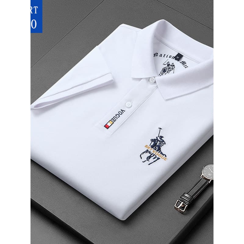 Verão Paul camiseta de manga curta masculina tamanho grande camisa polo solta puro algodão negócios de meia-idade roupas
