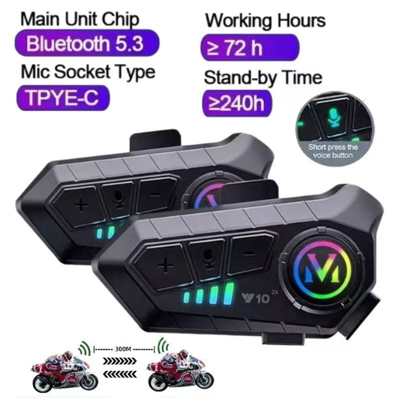 1/2 Pcs Y10 2X Bluetooth Capacete De Motocicleta Interfone Headset-300M Comunicação Sem Fio 1000mAh Bateria Microfone Ma