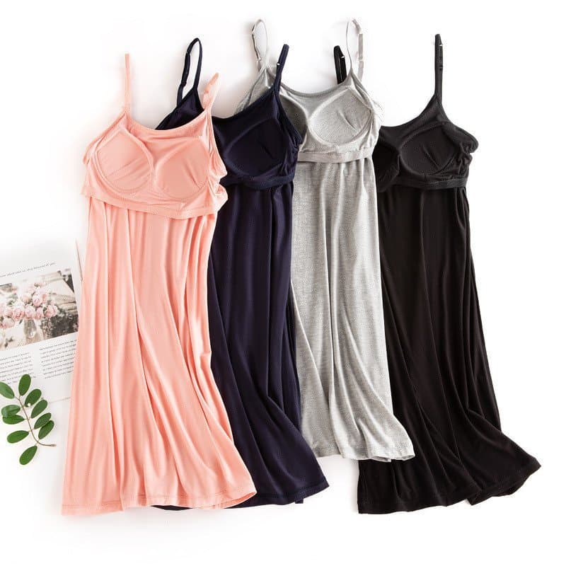 Camisola de Verão Feminina em Modal com Almofadas de Peito Embutidas, Sem Aro, Pode Ser Usada como Camada Base ou Roupa