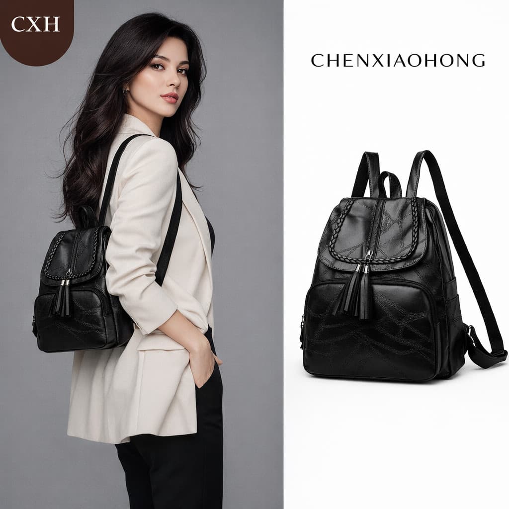 CHENXIAOHONG Bolsa feminina, mochila casual grande com franjas de PU, adequada para deslocamentos diários e viagens