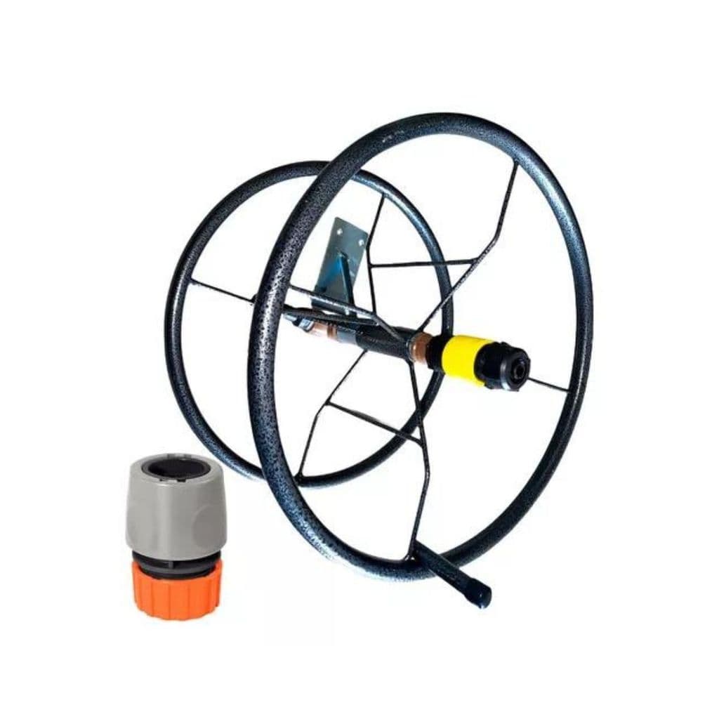 Enrolador De Mangueira 50 Mts 1/2 Suporte Jardim Roda Metal