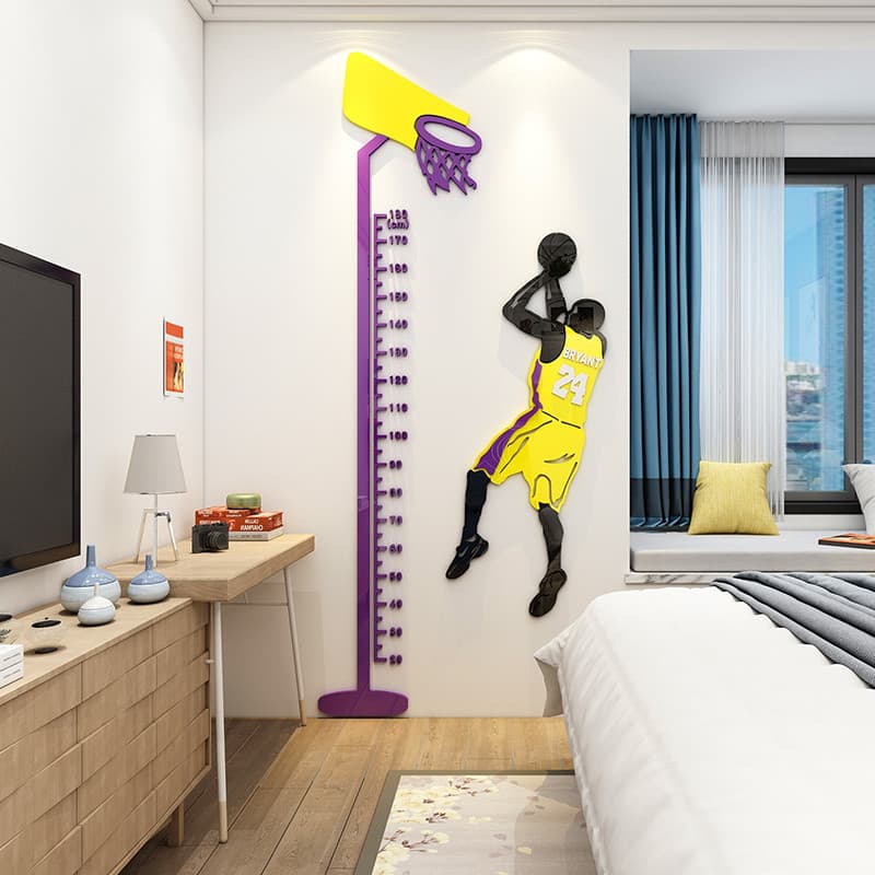 Kobe altura adesivo de parede pintura 3d régua de medição tridimensional removível não machuca a parede quarto menino cr