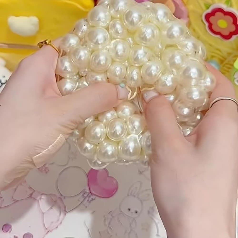 Bola De Apertar De Pérola Crocante Fofa De 6 Cm , Não Tóxica , Macia , TPR Auditório Fidget , Satisfatório , Som De Rach