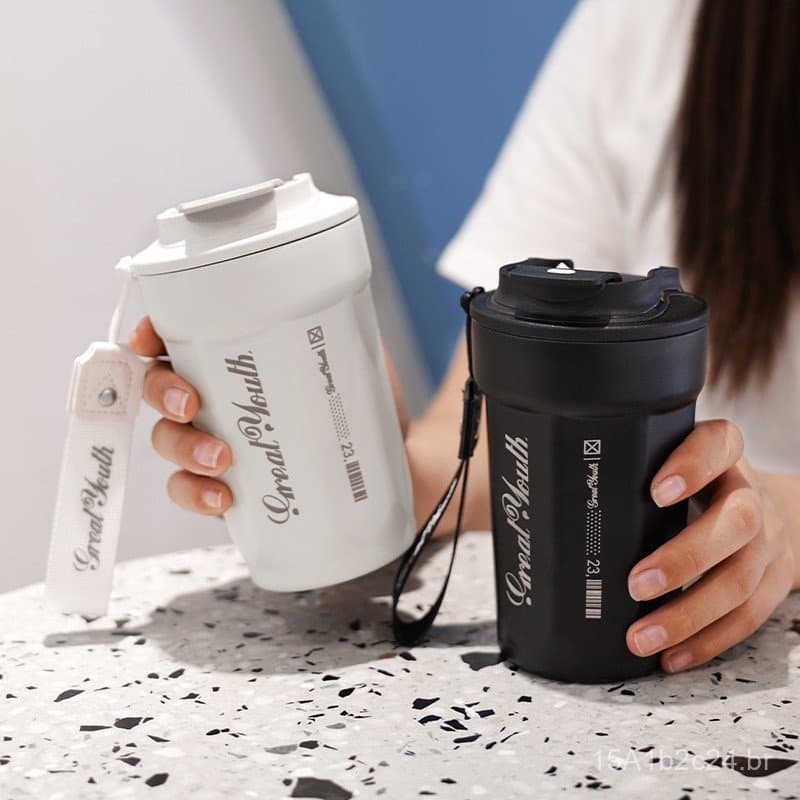 Caneca de café, copo térmico, copo portátil fosco, copo de água de aço inoxidável para casal, requintado, com logotipo p