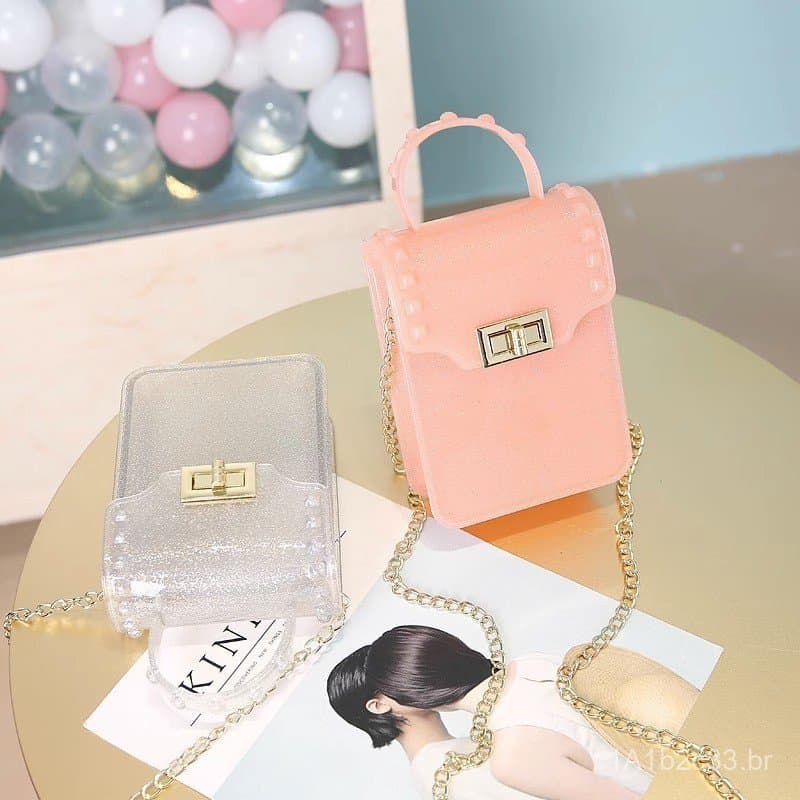 Nova Bolsa de Gel Transparente para Mulheres 2025, Bolsa Vertical para Celular, Bolsa Transversal Pequena, Mini Bolsa, B