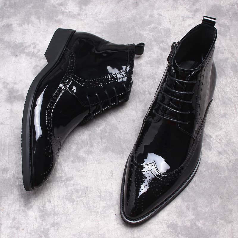 Sapatos masculinos de couro de cano alto britânico Sapatos masculinos Botas Martin da moda Botas curtas masculinas de co