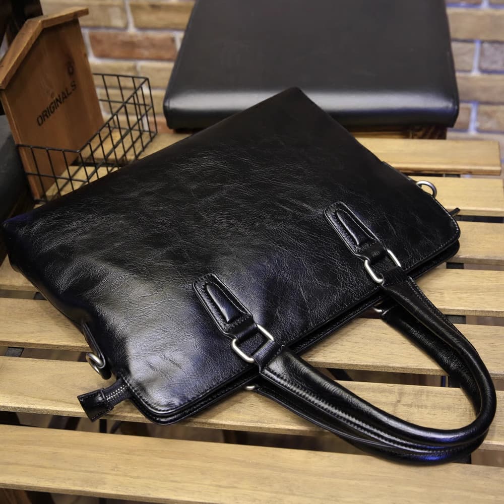 Nova pasta masculina de negócios versão coreana bolsa Casual ombro mensageiro saco Horizontal couro portátil maleta
