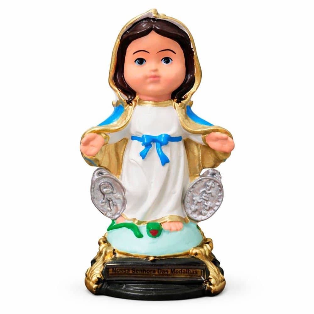 Imagem de Nossa Senhora das Graças Infantil de Borracha Inquebrável 15 cm Baby Religiosa Católica