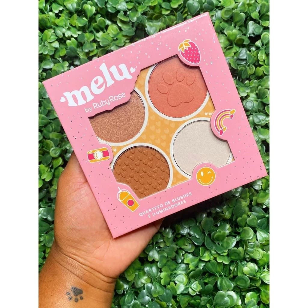 Paleta quarteto de blush e iluminador linha melu Ruby Rose - Oferta especial