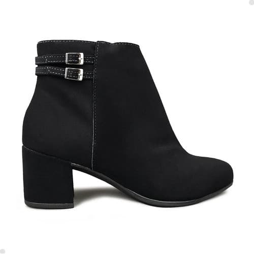 Bota Coturno Feminina Salto Bloco Camurça Fivela Bico Fino Envio 24hr