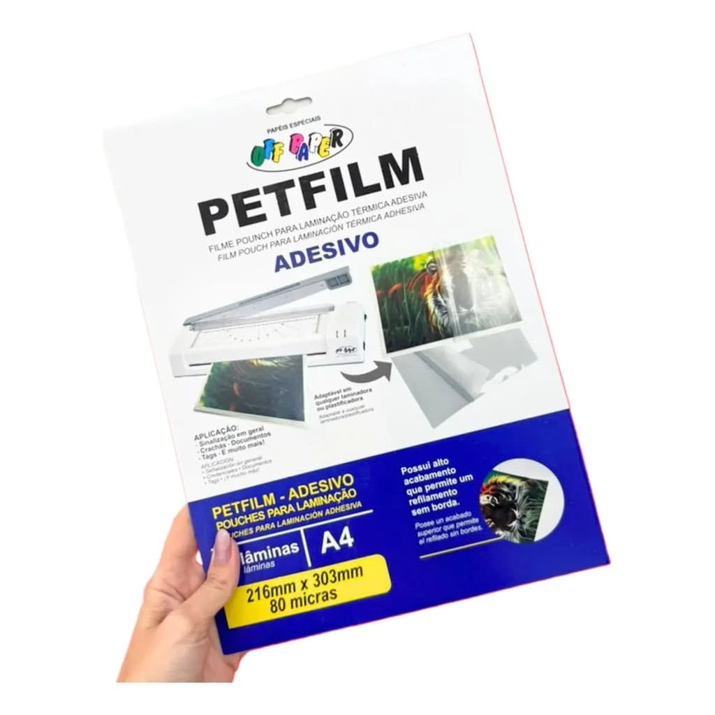 Pet Film Adesivo Laminação Polaseal Adesivado 5 Folhas A4
