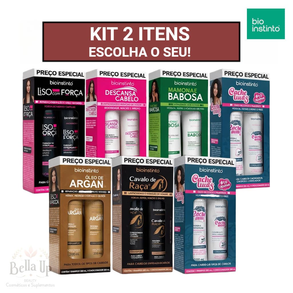 Kit Capilar 2 Itens Shampoo e Condicionador BioInstinto Força Crescimento Brilho Tratamento Lançamen