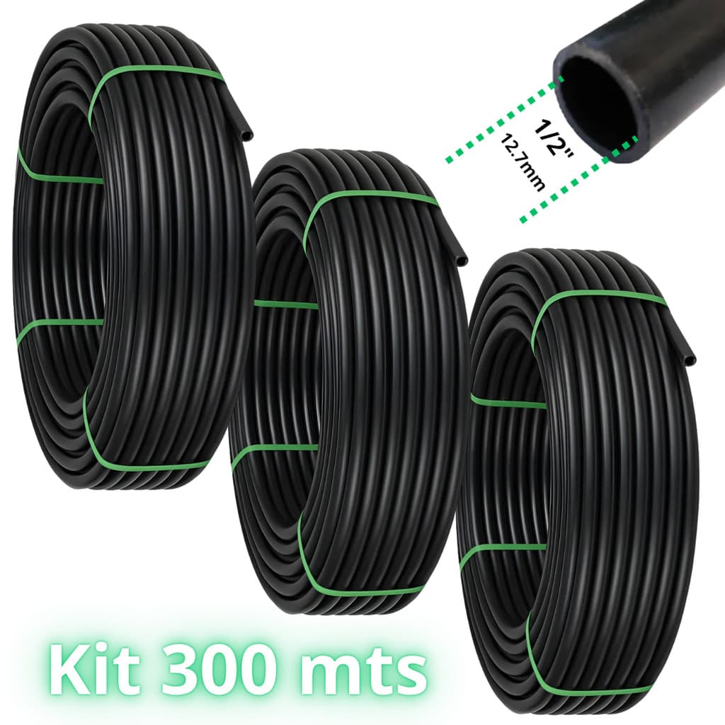 kit 300 metros mangueira de 1/2" lisa sem furos para irrigação