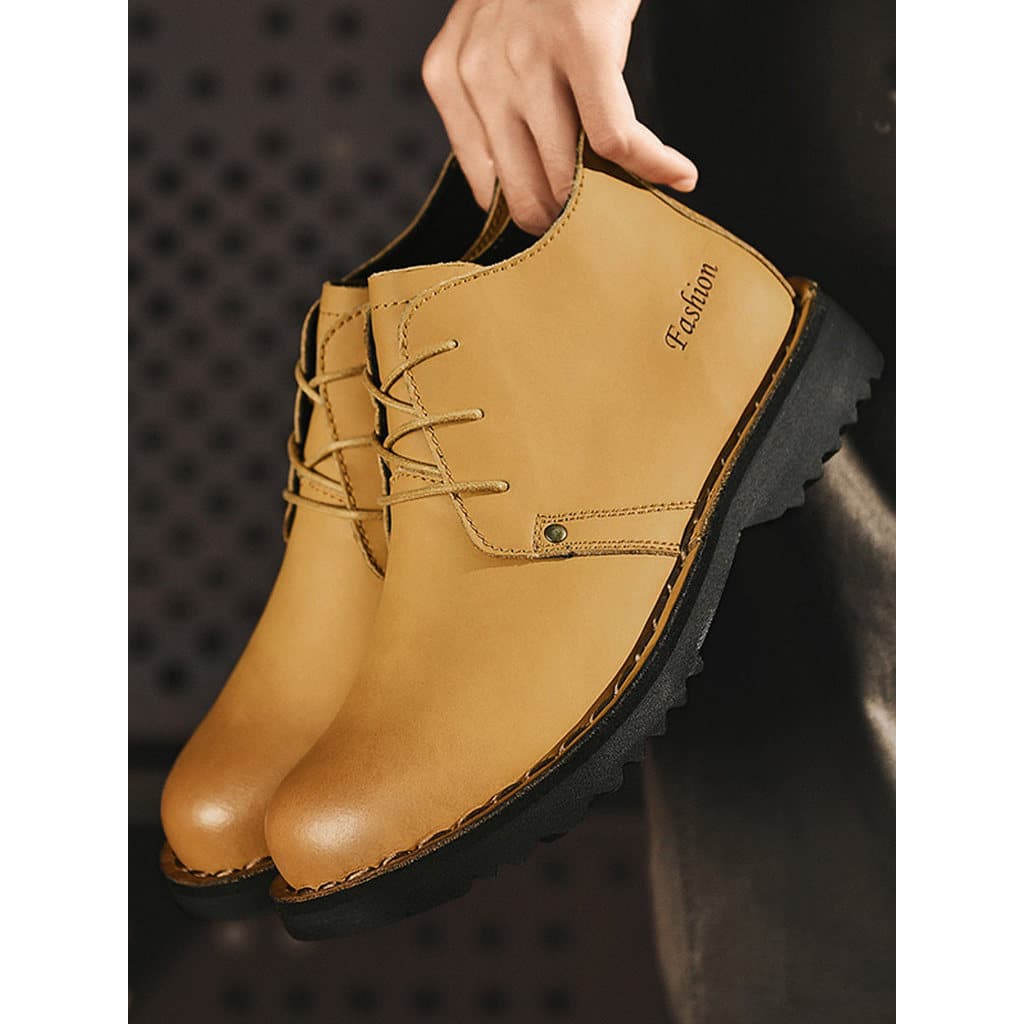 Botas masculinas de couro de camada superior Martin botas masculinas estilo britânico Retro couro genuíno de alta qualid