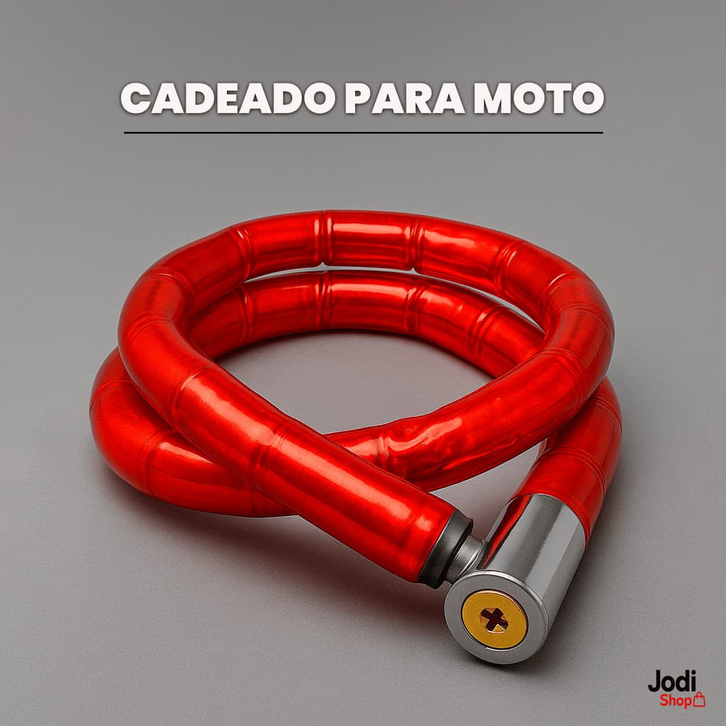 Cadeado de Moto Anti-Furto com Corrente Reforçada Flexível e Duas Chaves Tetra Extras