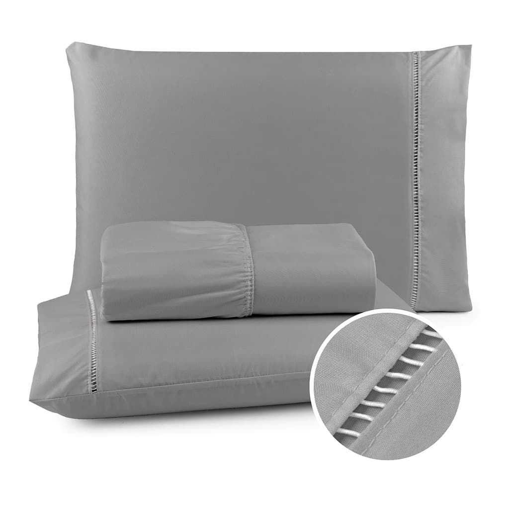 Jogo de Lençol MICROPERCAL PREMIUM Cama Queen Box 2 E 3 Peças Liso - Solteiro / Casal / Queen / King