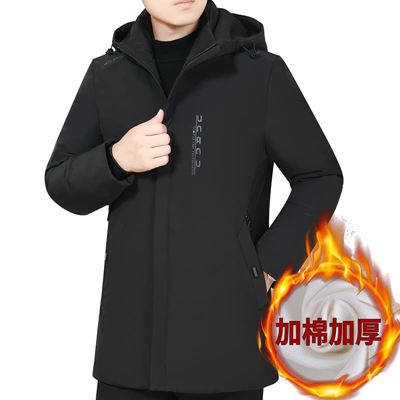 Jaqueta acolchoada de algodão de comprimento médio masculina de inverno jaqueta acolchoada de algodão para idosos de mei
