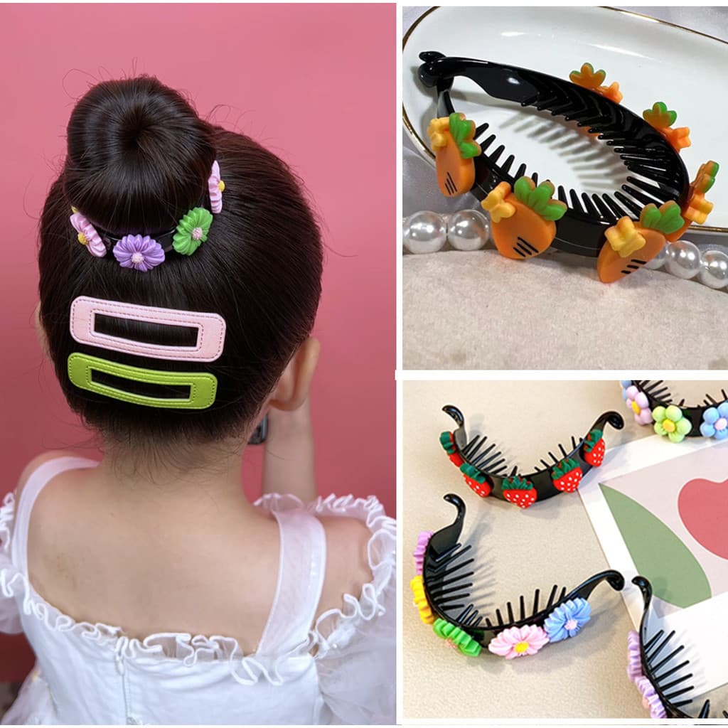 Xiaoxigua crianças bonito bola cabeça clipe elegante rabo de cavalo clipe de cabelo morango flor trançado cabelo menina